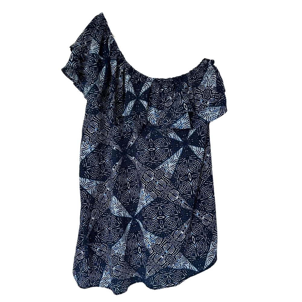 Anthropologie Sejour One Shoulder Ruffles Pattern Blouse 14W‎